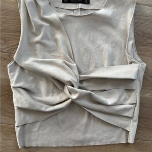 Zara Beige Twist-Front Tank Top